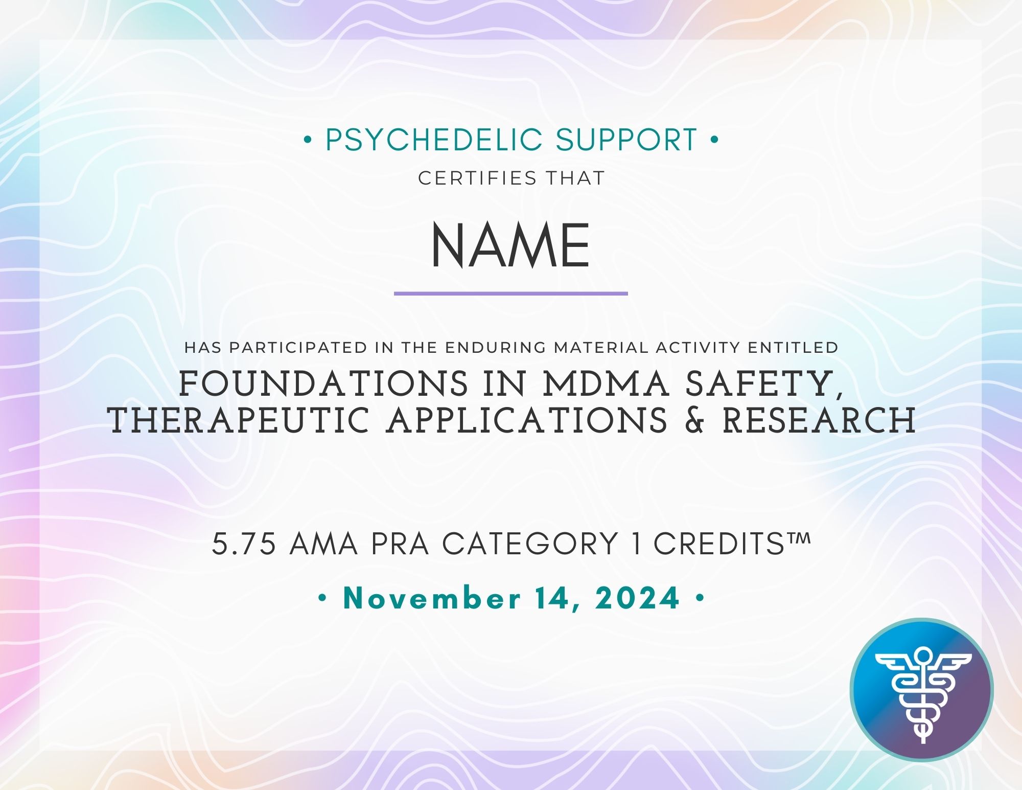 MDMA therapy training certificate