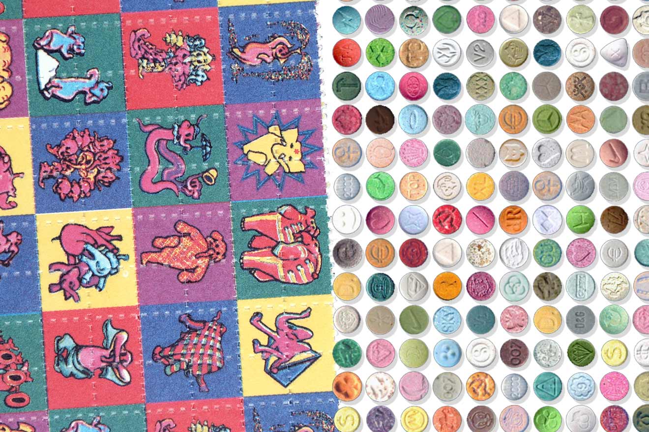 LSD vs MDMA, blotter paper and ecstasy pills