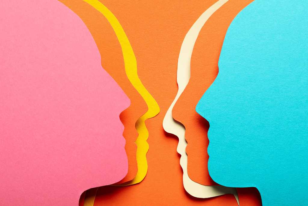 individual factors predict responses to psychedelics, paper cut out faces in image