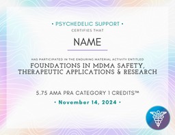MDMA therapy training certificate