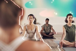 Behavior Changes from Psychedelics. Women sitting in a meditation class.