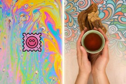 LSD vs Ayahuasca, image of blotter paper and ayahuasca brew