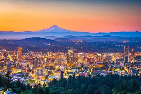 Portland with Mount Hood - Legal Psilocybin Oregon